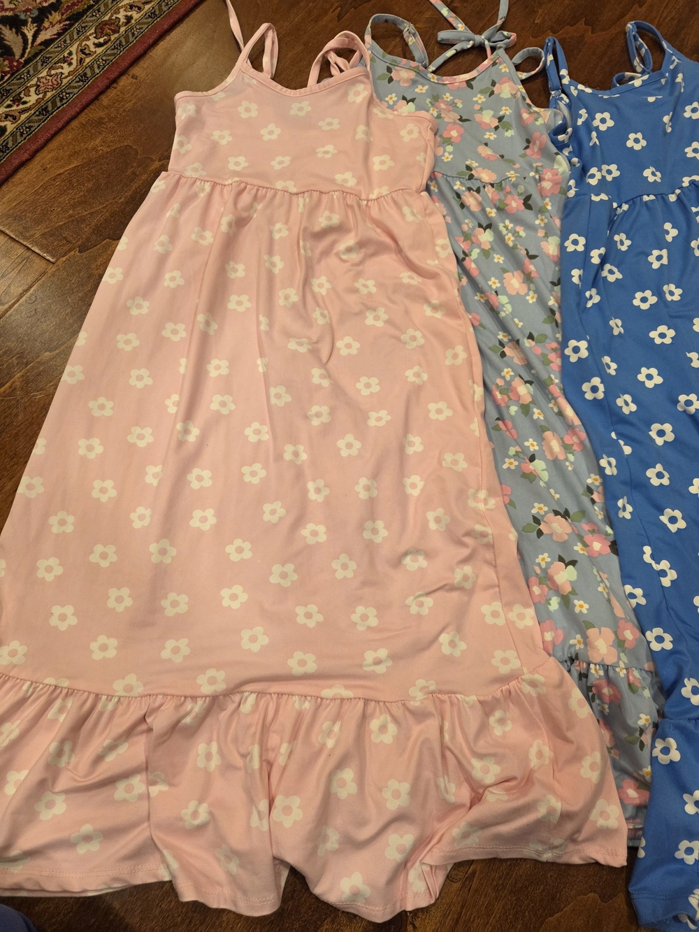 Set of 3 Girls Btween Maxi Dresses Size 8 EUC Pink, Mint and Blue Floral - Picture 2 of 7